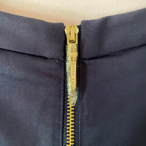 NWT Ted Baker London Navy Blue A-line Shift Dress Preppy Cotton Women's size 2 - Picture 7 of 11